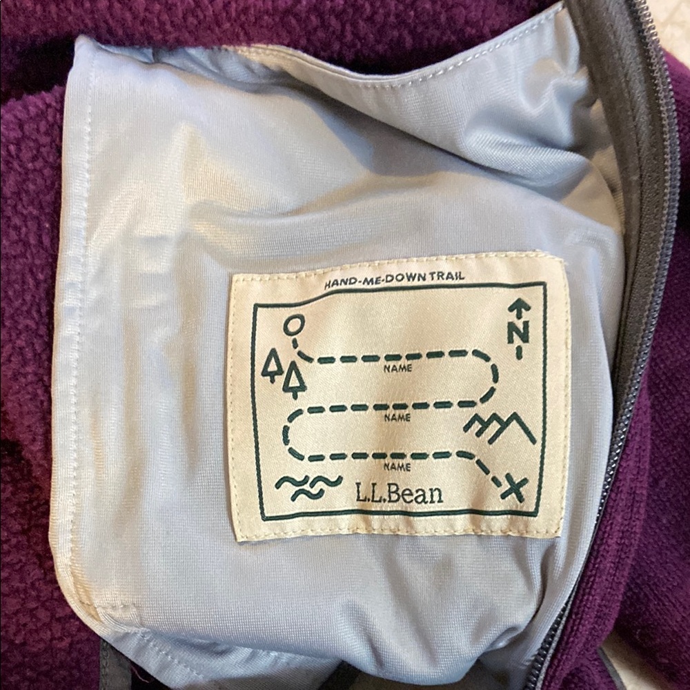 L.L. Bean Purple Utility Jacket Fleece Hooded Size L (14-16) - Picture 8 of 8
